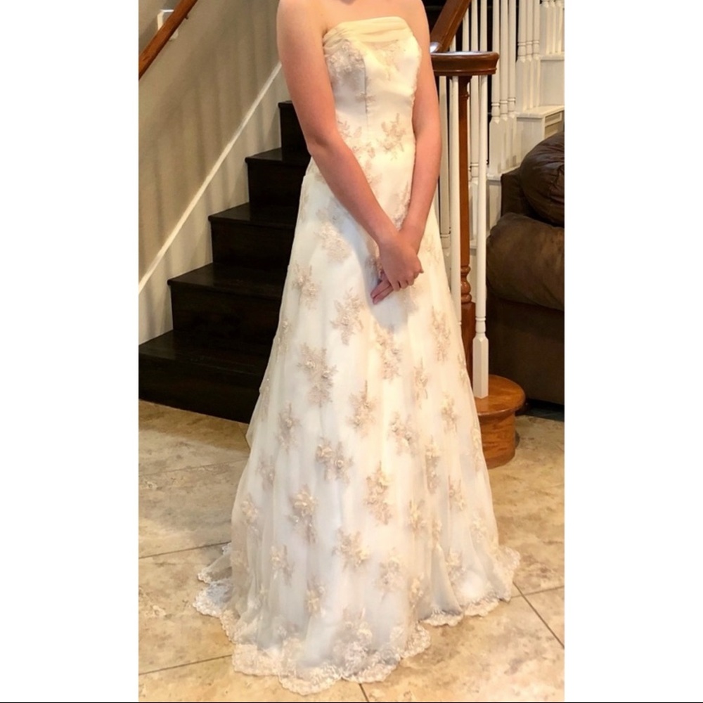David's Bridal Monique Luo Strapless Wedding Bridal Dress Brand New with tags